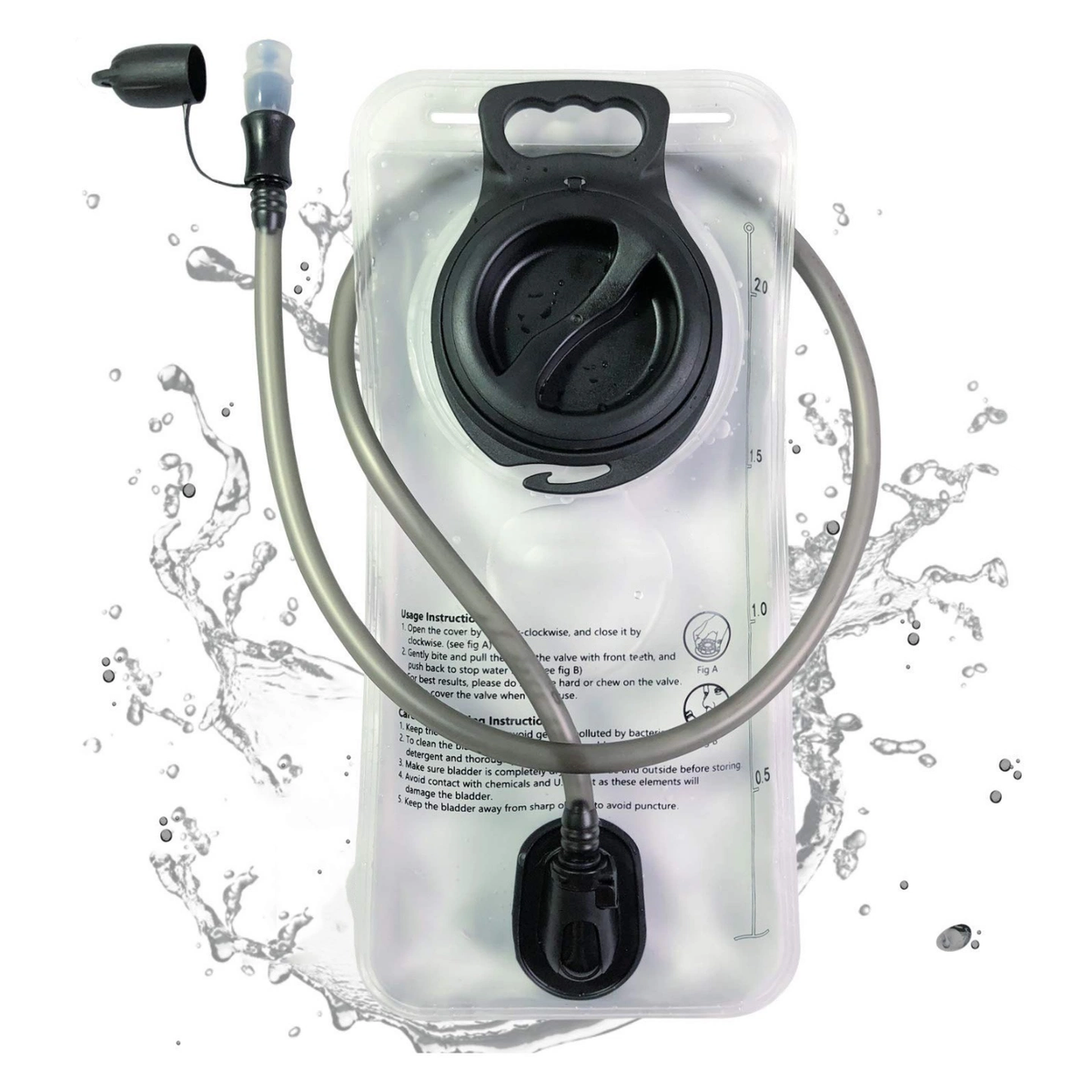2L Hydration Bladder, BPA-Free Water Reservoir with Wide Opening & Leakproof Bite Valve, for Hiking Cycling Camping Backpack